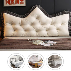 SOGA 150cm Crown Pillow Tufted Cream Headboard Cushion for Bed
