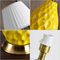 SOGA Textured Ceramic Oval Table Lamp with Gold Metal Base White