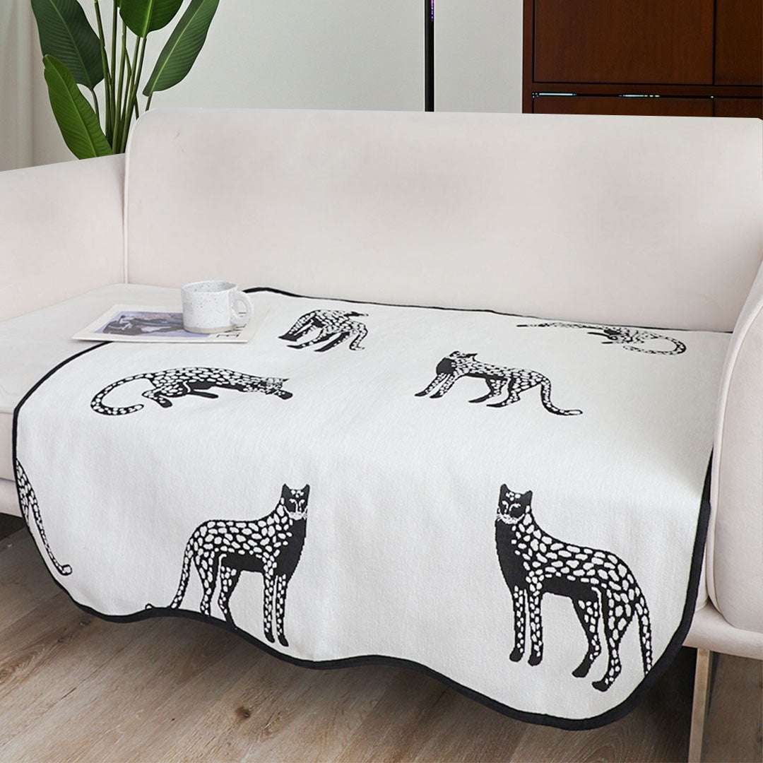 SOGA One-Seater White Leopard Print 90x90cm Throw Blanket Sofa Cover $ 79