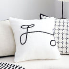 SOGA 2X 45cm Minimalist White Script Letter Embroidered Throw Pillow