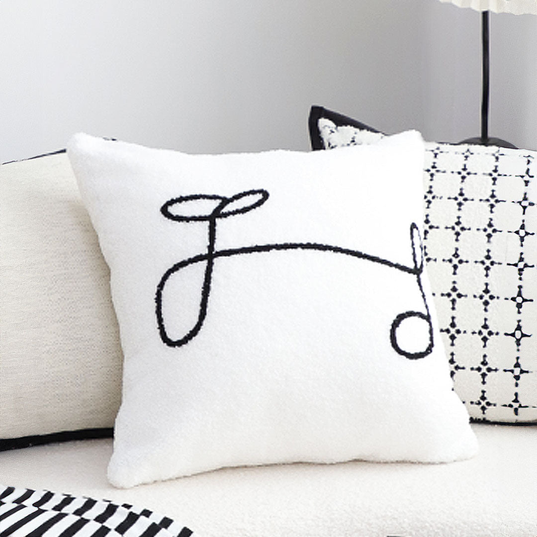 SOGA 2X 45cm Minimalist White Script Letter Embroidered Throw Pillow