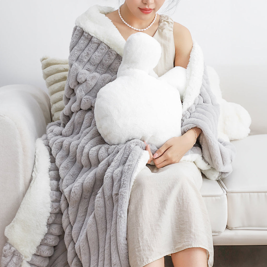 SOGA 2X 150x200cm Throw Blanket Smoke Gray Premium Milk Velvet Luxuriously Soft Cozy Bedding