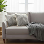 SOGA Home & Living Bundle – 2 Wabi-Sabi Embroidered Leaf Pillow & Grey Striped Throw Blanket $ 170