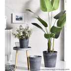 SOGA 37cm Weathered Grey Round Resin Plant Flower Pot in Cement Pattern Planter Cachepot for Indoor Home Office