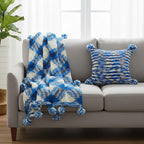 SOGA Home & Living Bundle – Deep Sea Blue Gradient Pillow & Matching Gradient Throw Blanket