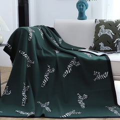 SOGA Forest Green Zebra Print Throw Blanket 130x180cm Acrylic