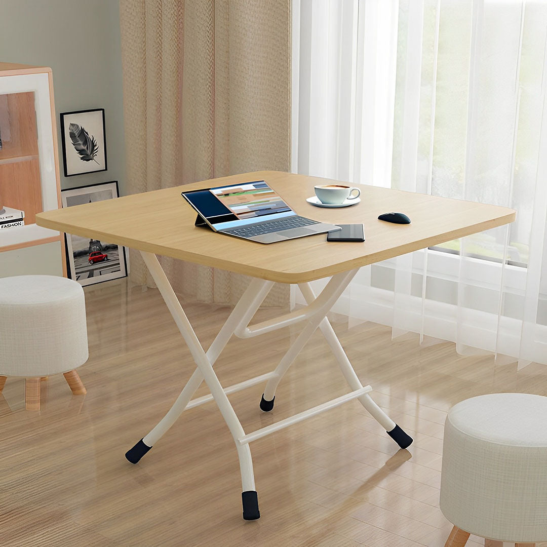 SOGA 2X Wood-Colored Dining Table Portable Square Surface Space Saving Folding Desk Home Decor