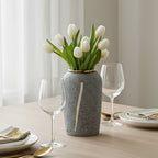 SOGA 30x19cm Grey Medium Ceramic Flower Vase Elegant Living Room Home Decor