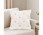SOGA 45cm Celestial Cream Textured Gold Star Pattern Throw Pillow