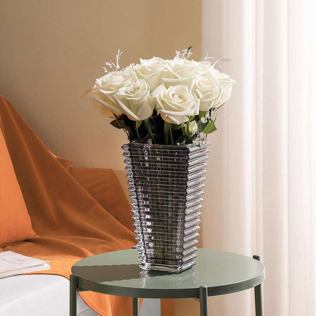 SOGA 28cm Modern Gray Ceramic Glass Vase Home Decor $ 71