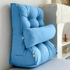 SOGA 45cm Blue Triangular Wedge Lumbar Pillow Headboard Backrest Sofa Bed Cushion Home Decor