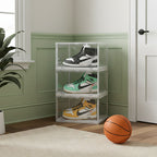 SOGA  2X 3 Tier Transparent Portable Shoe Organiser Sneaker Footwear Folding Plastic Bin Stackable Storage Box with Magnetic Door