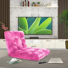 SOGA Floor 2x Recliner Folding Lounge Sofa Futon Couch Folding Chair Cushion Light Pink