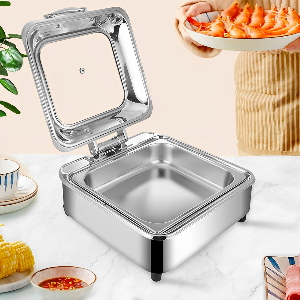 SOGA 2X Stainless Steel Square Chafing Dish Tray Buffet Cater Food Warmer Chafer with Top Lid