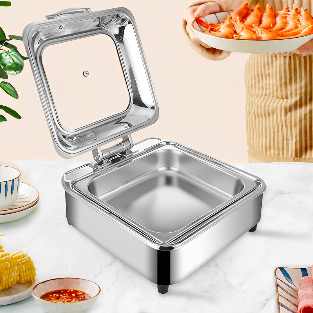 SOGA 2X Stainless Steel Square Chafing Dish Tray Buffet Cater Food Warmer Chafer with Top Lid