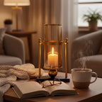 SOGA 34cm Modern Transparent Glass Flower Vase with Candle