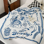 SOGA 2X Off-White Cat Print Throw Blanket 130x160cm Polyester $ 280