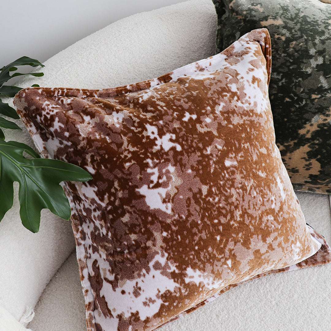 SOGA 2X 50cm Brown White Crushed Velvet Decorative Throw Pillow $ 129