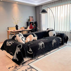 SOGA Four-seater Black Sofa Cover Leopard Print 180x420cm Polyester $ 144