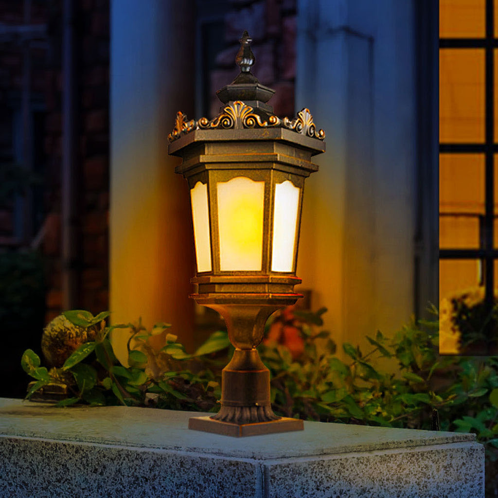 Vintage Lamp 72cm Lantern Stand Elegant Aluminum & Glass Outdoor Light Antique Style Exterior Fixture