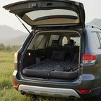 SOGA Car Bundle C – Black Leather Back Seat Storage Organizer & Inflatable Boot Mattress