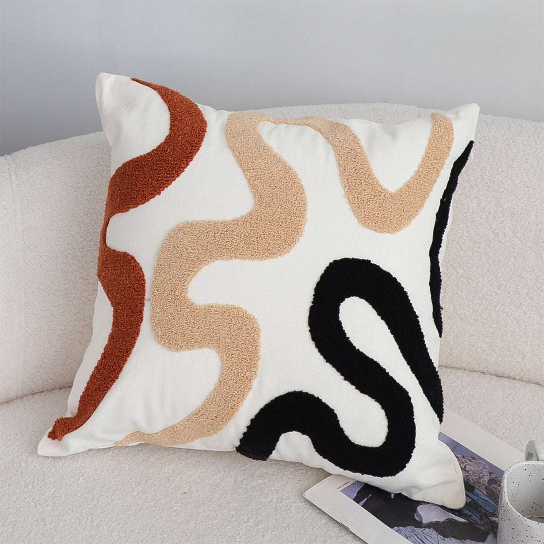 SOGA 2X 45cm Cream Black Geometric Squiggly Pattern Throw Pillow $ 129