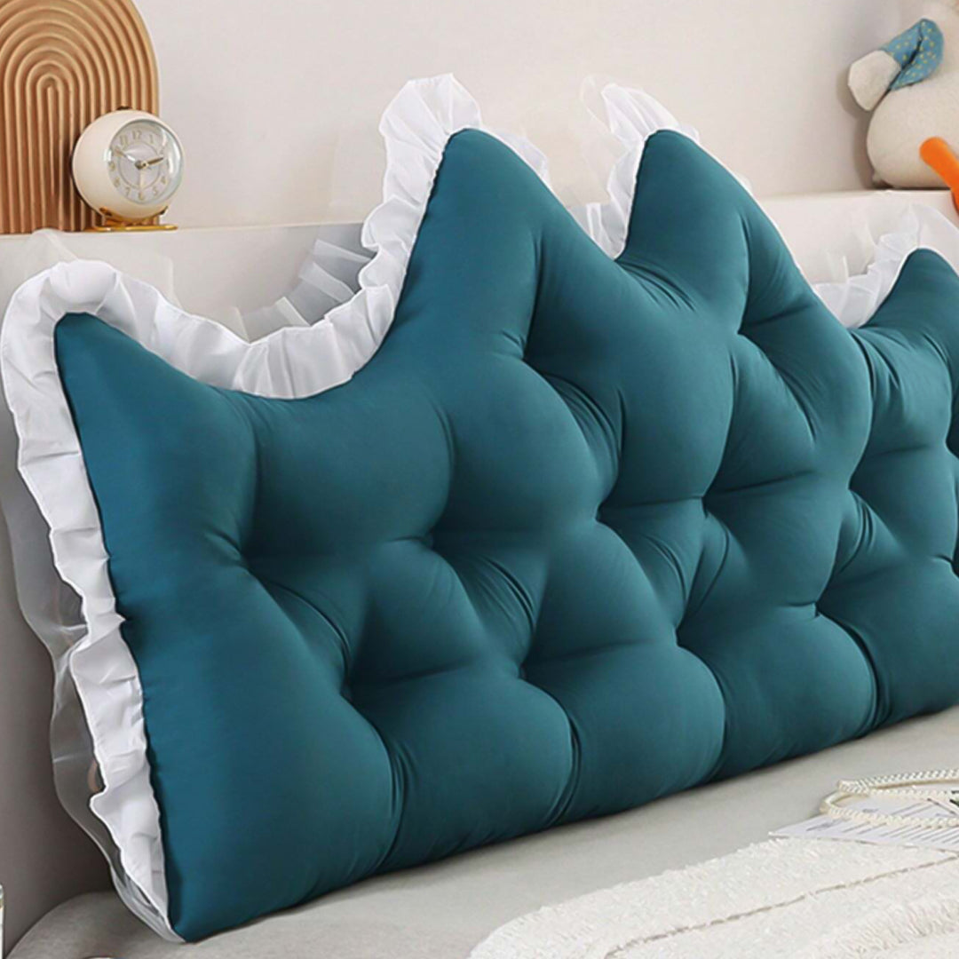 SOGA 2x90cm Crown Pillows Tufted Teal Headboard Cushion Set