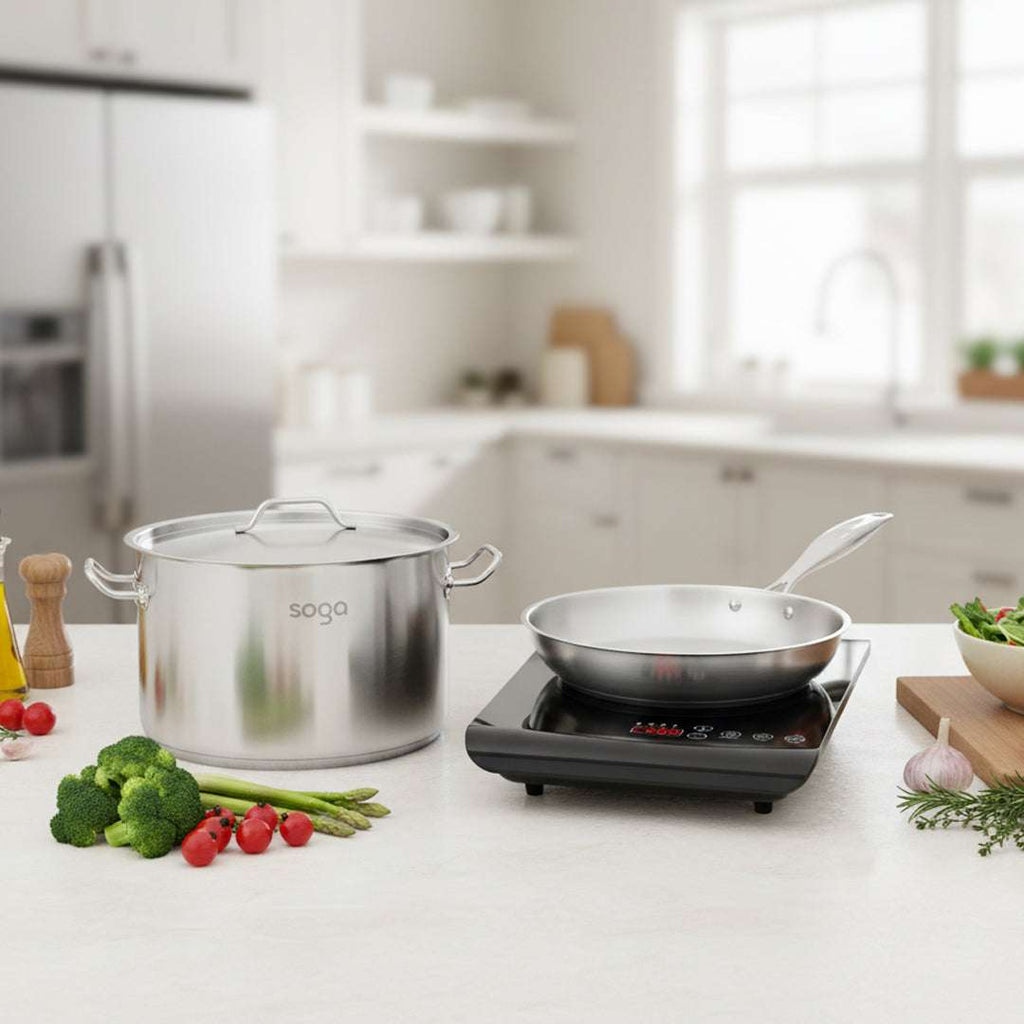 SOGA Kitchenware Bundle – 35.5cm Smart Induction Cooktop, 26cm Fry Pan & 9L Stock Pot $ 296