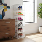 SOGA 2X 6 Tier Transparent Portable Shoe Organiser Sneaker Footwear Folding Plastic Bin Stackable Storage Box with Magnetic Door