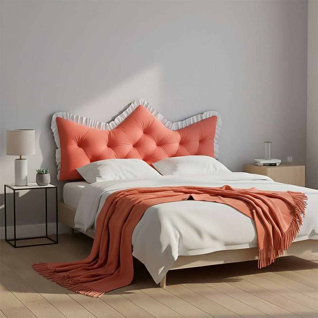 SOGA Home & Living Bundle – Pink Tufted Crown Pillow & Orange Acrylic Knitted Throw Blanket $ 0