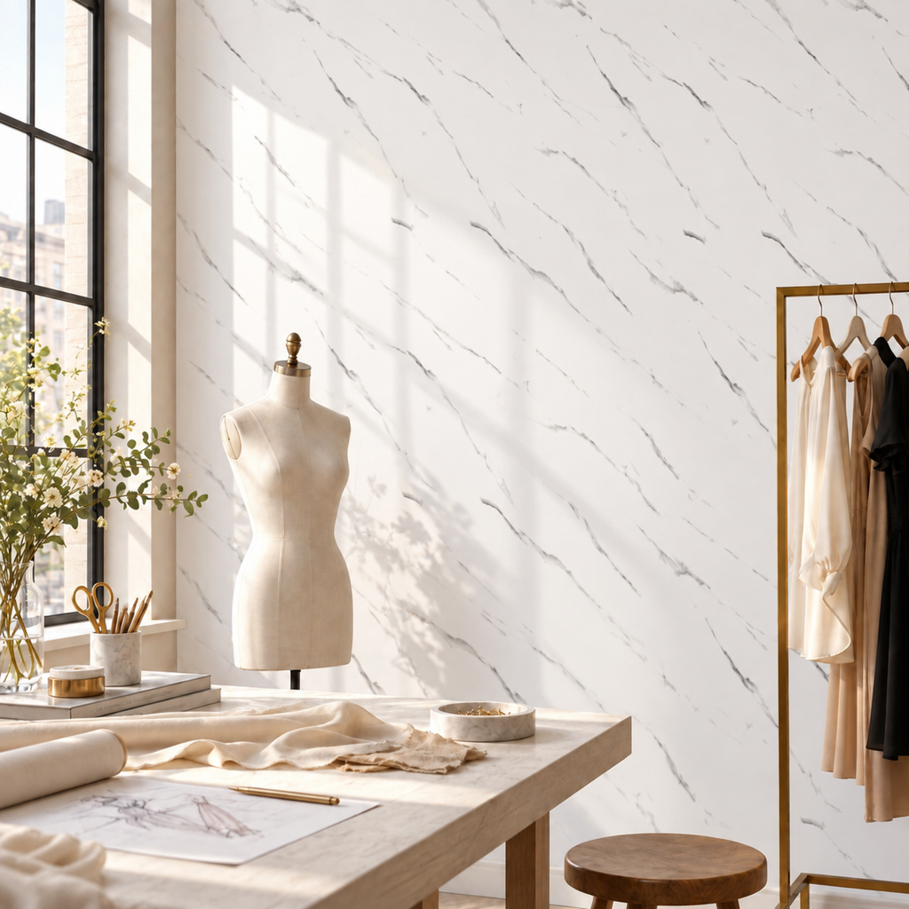 SOGA Peel & Stick Floor and Wall Tiles 60 x 60cm 10 Pack White Faux Marble