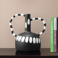 SOGA 2X 26.5x17cm Ornament Vase with Polka Dot Handicraft Decorations in Living Room Home Decor