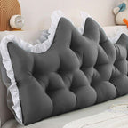SOGA 2x150cm Crown Pillows Tufted Charcoal Headboard Cushion Set