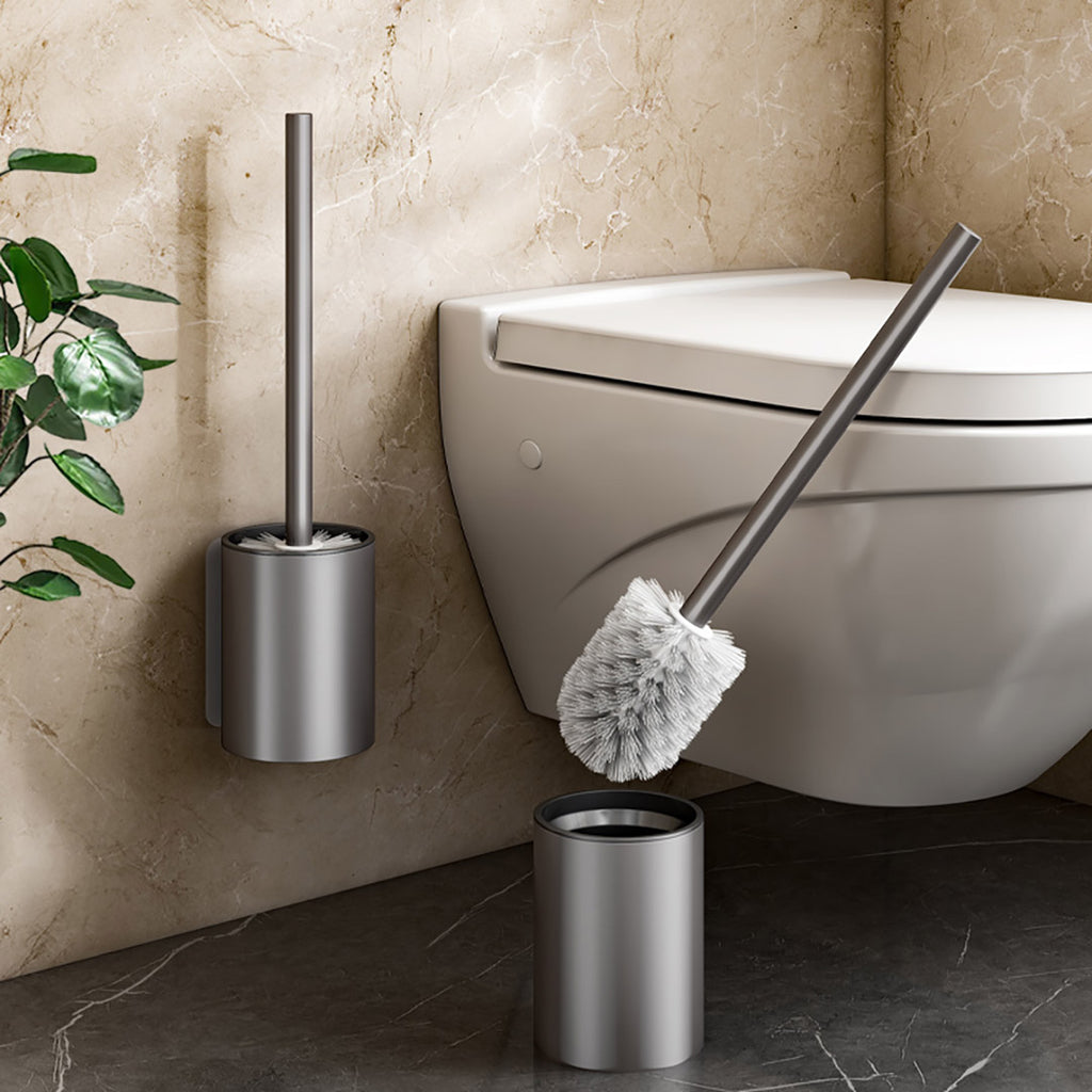 SOGA 27cm Wall-Mounted Toilet Brush –Dark Grey with Drain Holes