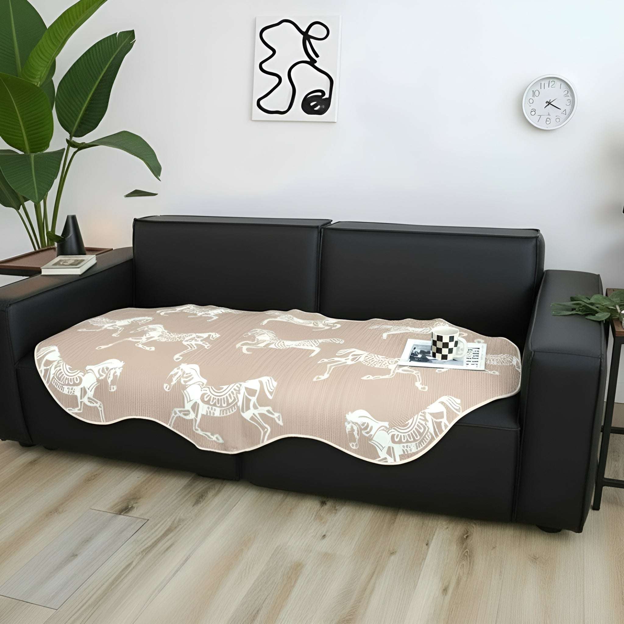 SOGA Two-Seater Beige Horse Print 90x90cm Throw Blanket Sofa Cover $ 111