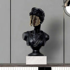 SOGA 45cm Black Resin Bust – Gold Striped Mask Home Sculpture $ 177