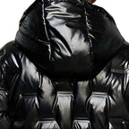 abbee Black Winter Hooded Glossy Down Jacket Stylish Lightweight Quilted Warm Puffer Coat
