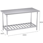 SOGA Commercial Catering Kitchen Stainless Steel Prep Work Bench Table 150*70*85cm