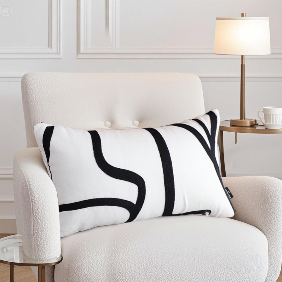 SOGA 2X 30cm Rectangular Modern Minimalist Black Letter Print Decorative Throw Pillow