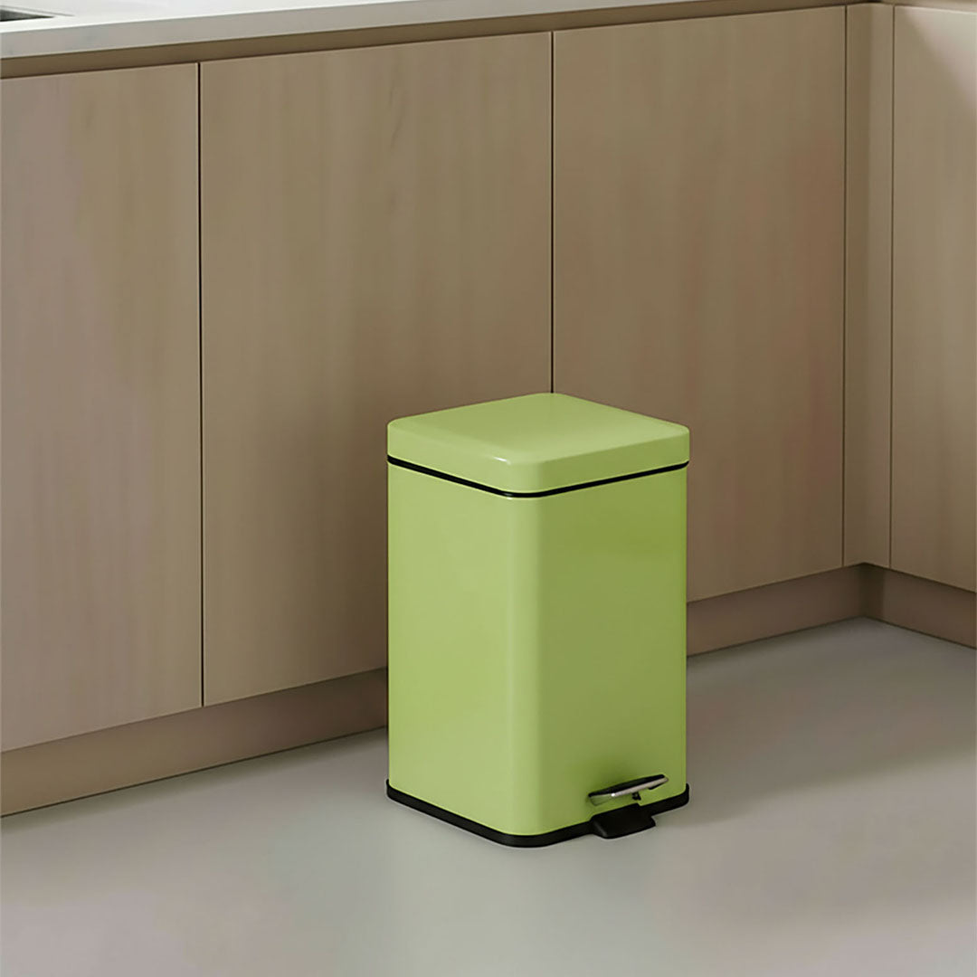 SOGA Foot Pedal Stainless Steel Rubbish Recycling Garbage Waste Trash Bin Square 6L Green