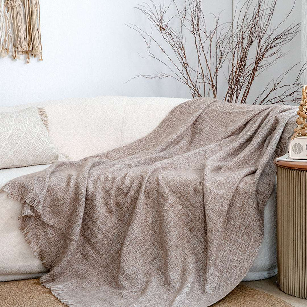 SOGA 130x190cm Misty Beige Blanket – Houndstooth Tassel Throw $ 88