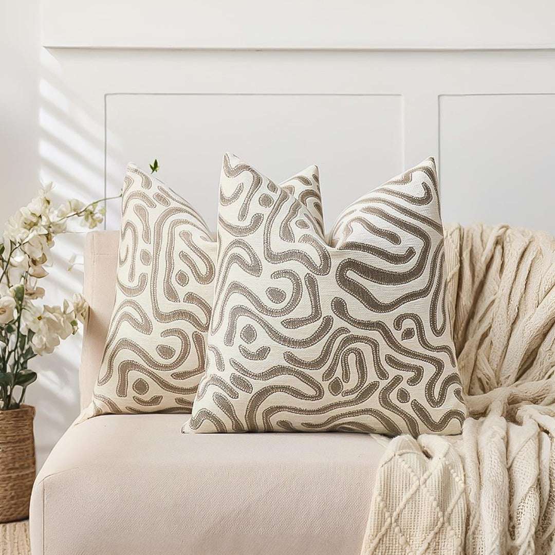 SOGA 2X 50cm Gray White Abstract Swirl Pattern Decorative Throw Pillow $ 140