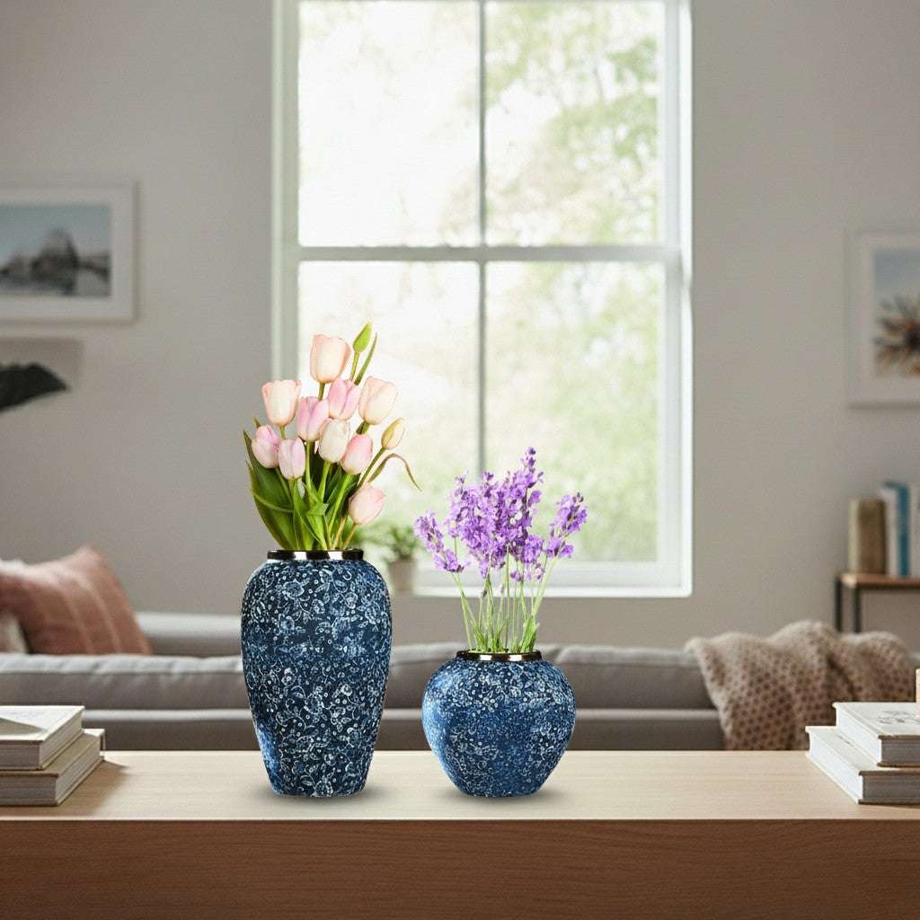 SOGA Home & Living Bundle – Blue with White Mini Floral Ceramic Vases for Elegant Home Decor $ 161