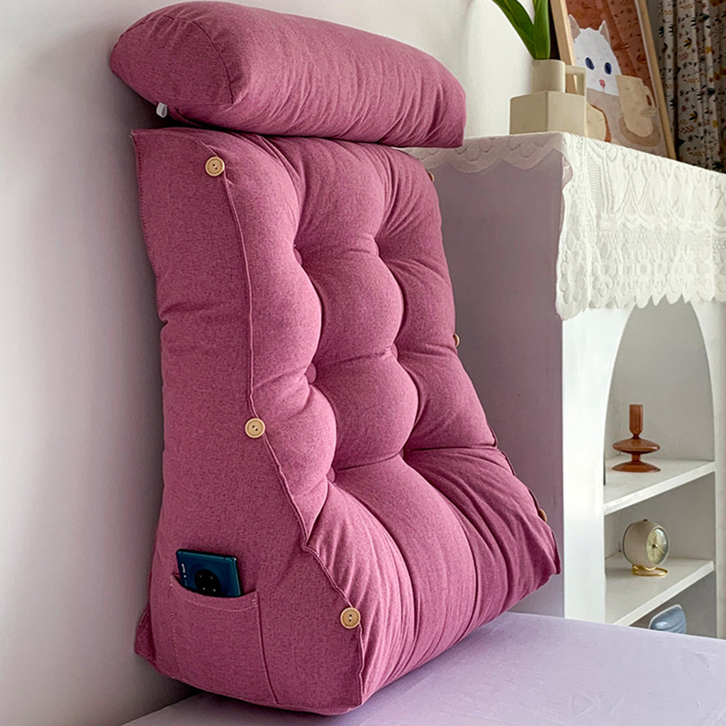SOGA 4X 45cm Magenta Triangular Wedge Lumbar Pillow Headboard Backrest Sofa Bed Cushion Home Decor
