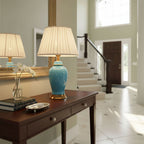 SOGA 2X Ceramic Oval Table Lamp with Gold Metal Base Desk Lamp Blue