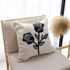 SOGA 2X 45cm White Black Rose Floral Embroidered Throw Pillow $ 129