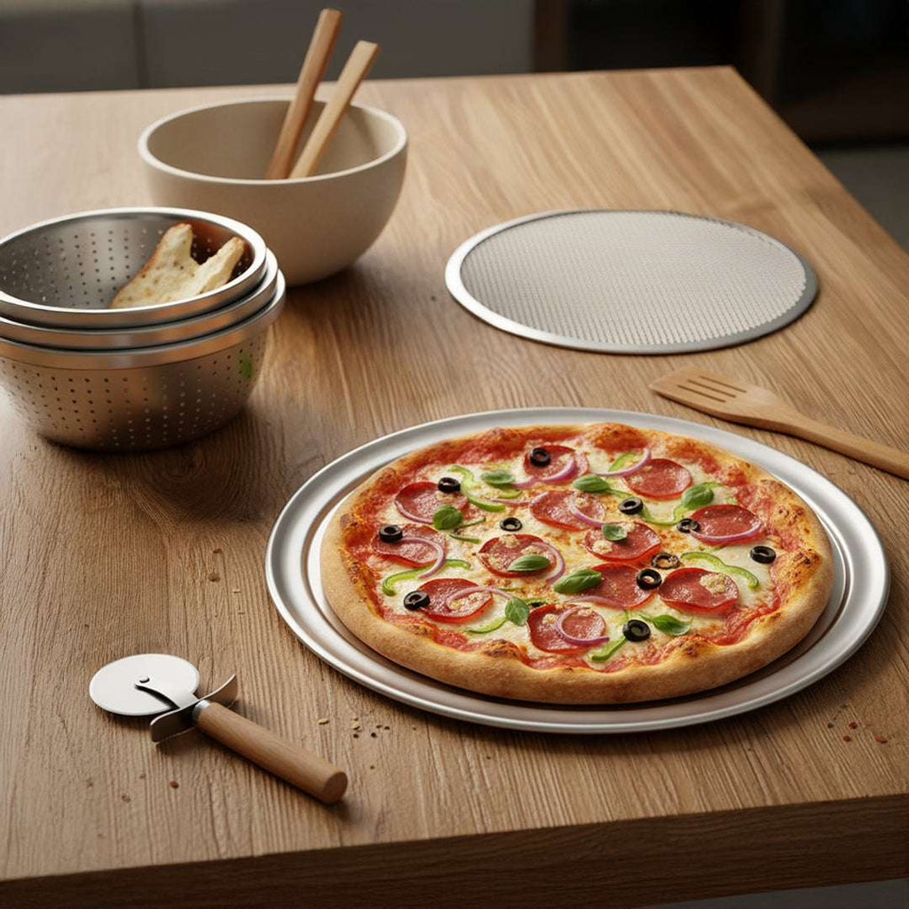SOGA Kitchenware Bundle – Pizza Pans, Aluminum Baking Tray & Stainless Steel Colander Set $ 115