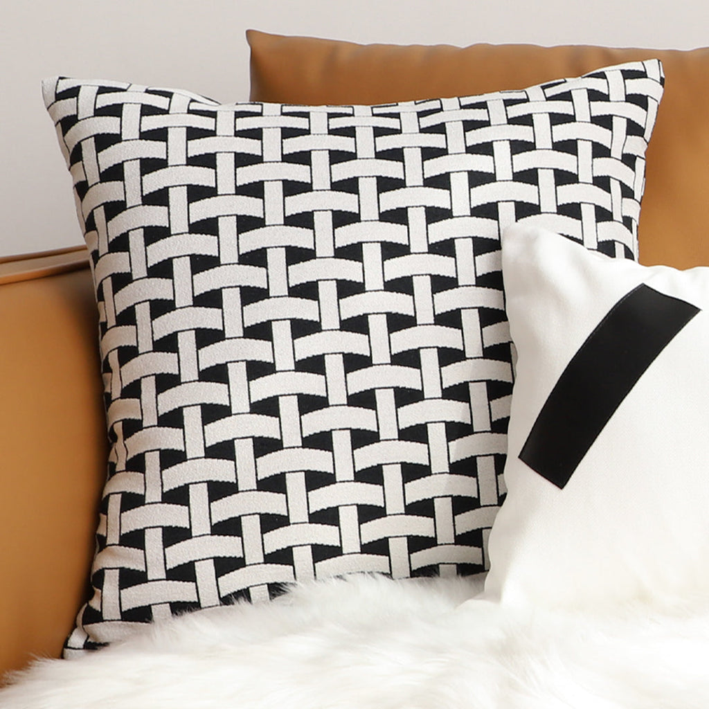 SOGA 50cm Black & White Pattern Throw Pillow Thick Comfort Pro Polyester Fiber Cotton for Home Decor