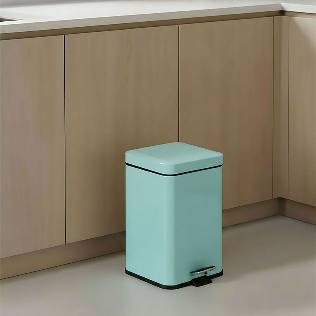 SOGA Foot Pedal Stainless Steel Rubbish Recycling Garbage Waste Trash Bin Square 6L Blue