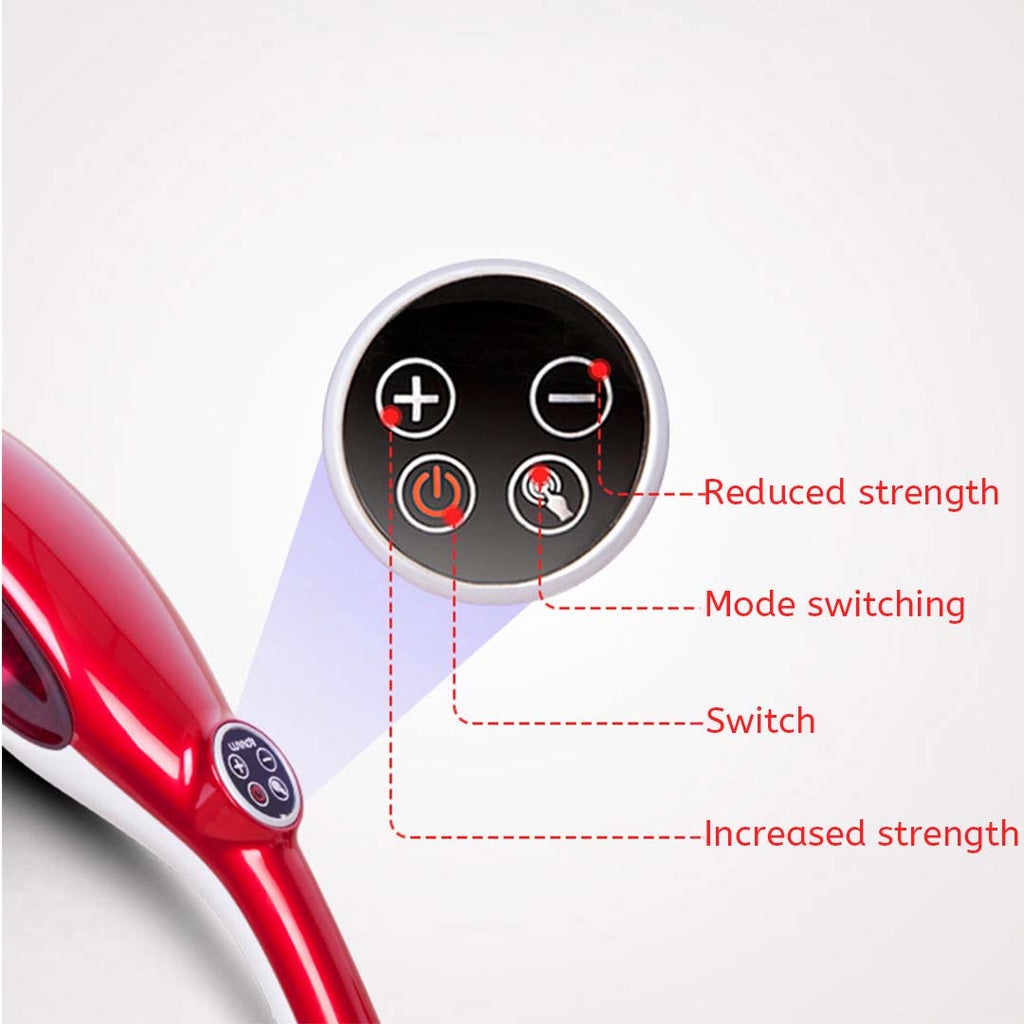SOGA 2X 6 Heads Portable Handheld Massager Soothing Stimulate Blood Flow Red